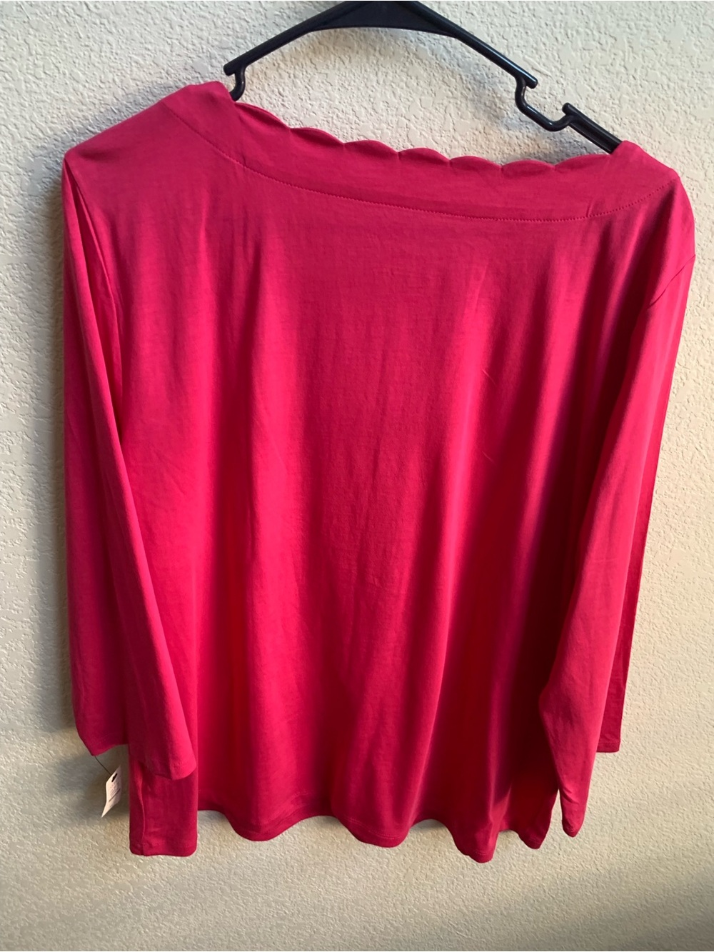 Talbots Raspberry Scalloped-Neck Long Sleeve Top - Picture 4 of 4